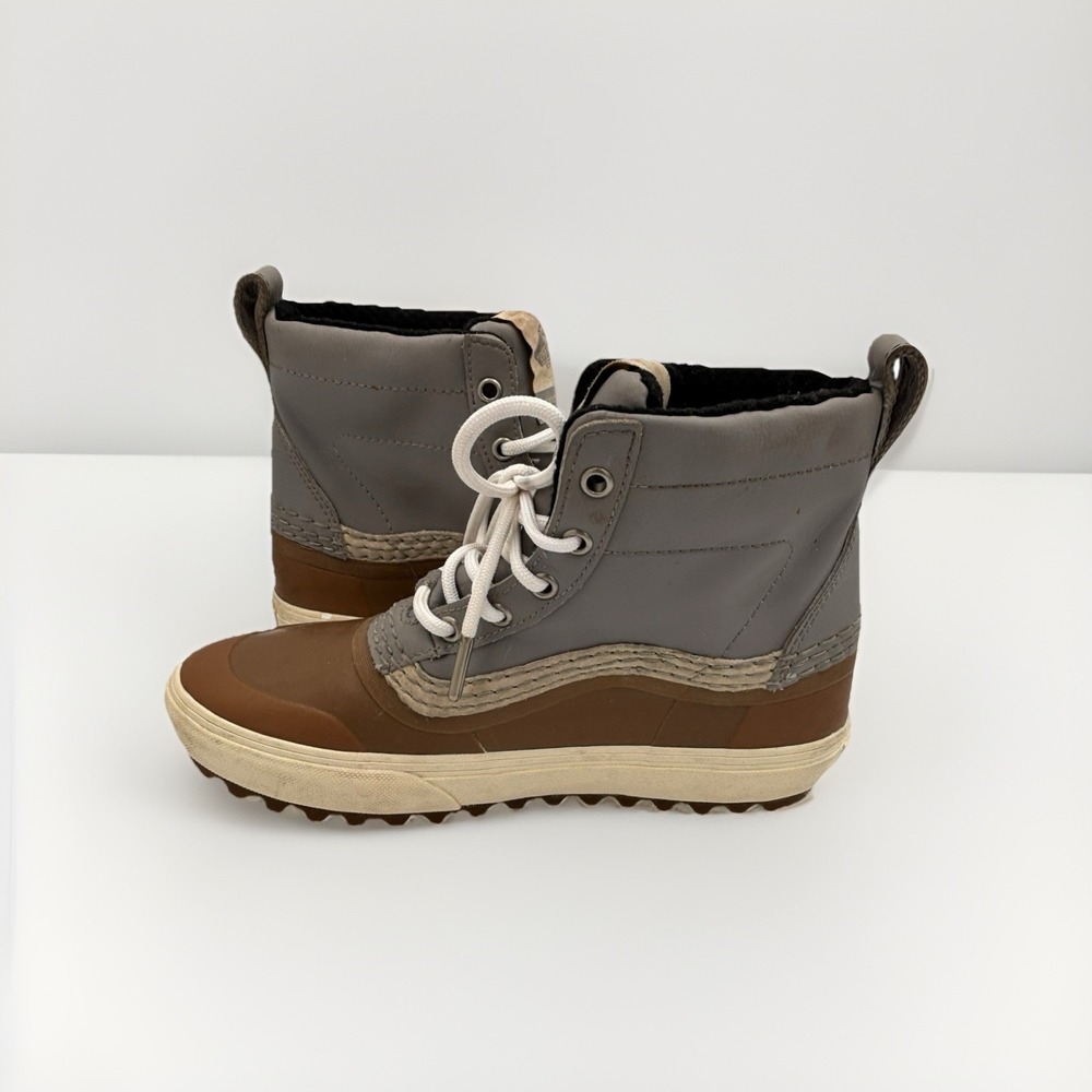 Vans Standard Mid Snow MTE Waterproof US Gray/Tan Leather Boots Mens 6.5 Women 8